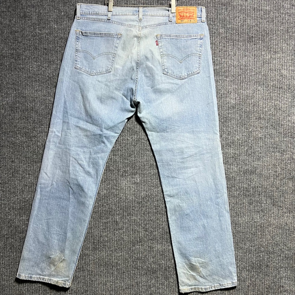 Levis 505 Regular Fit Jeans Mens 38x30 Light Wash Straight Leg Denim Classic